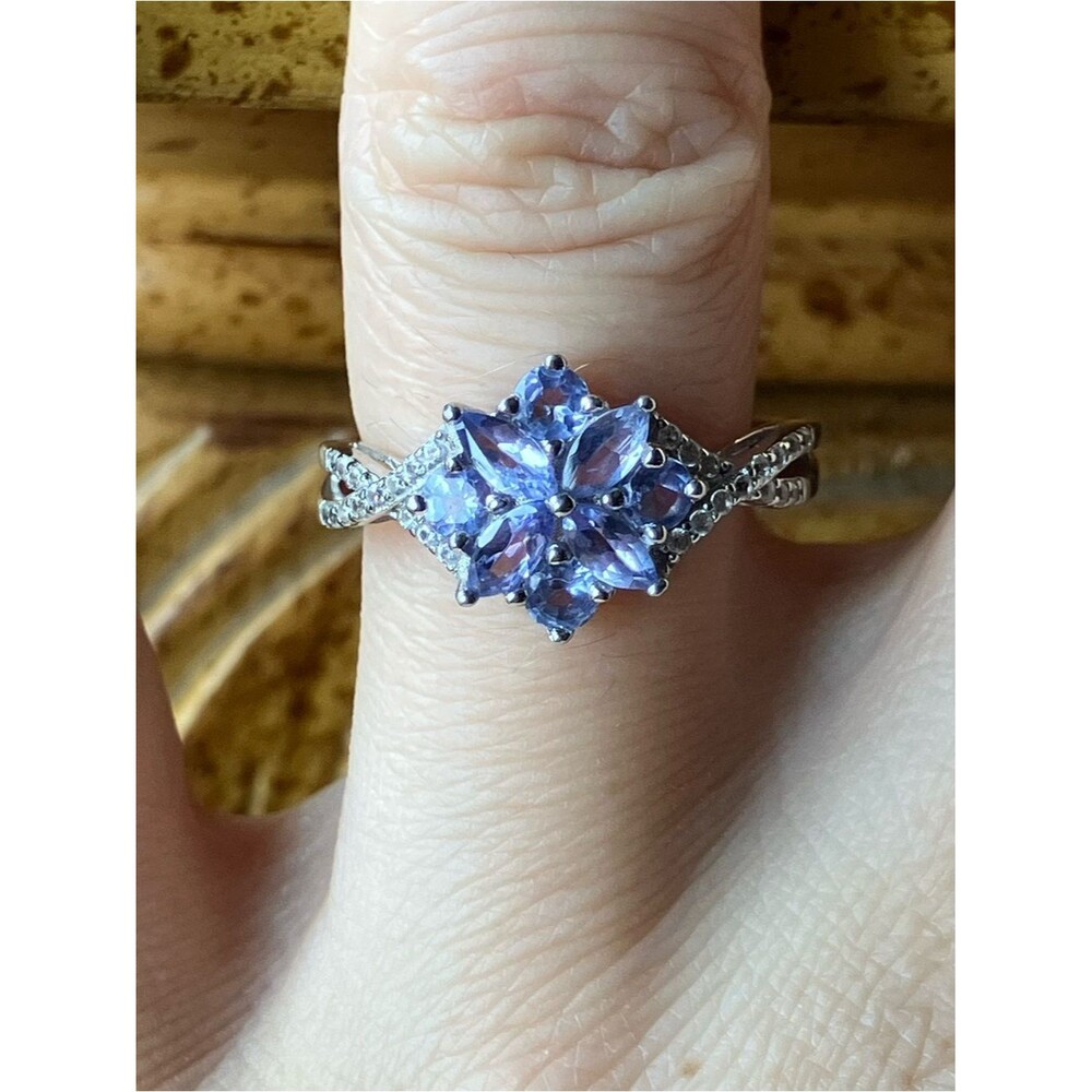 Natural Tanzanite Sterling Silver Ring Size 7